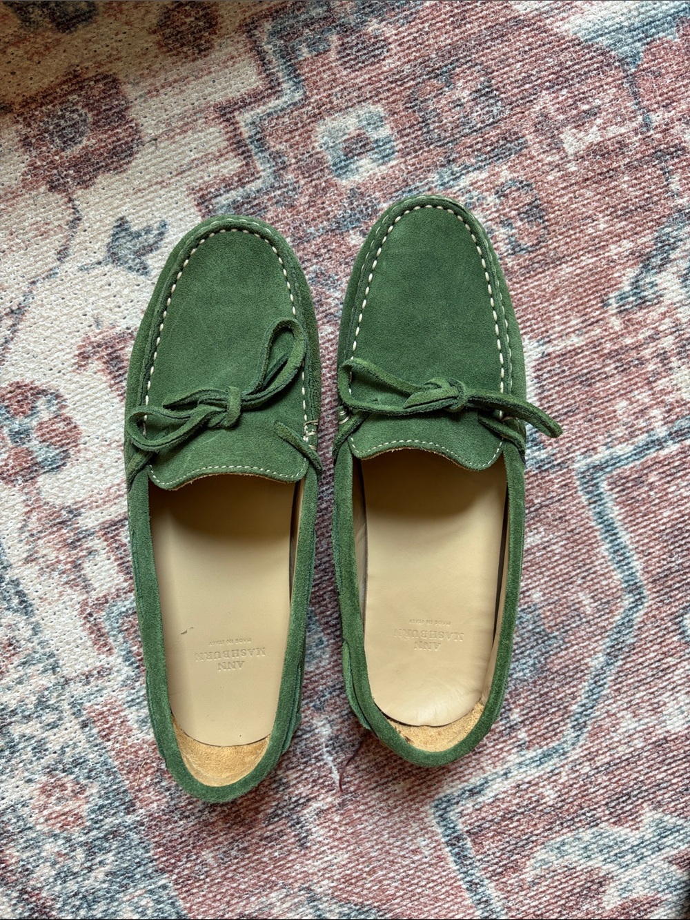 Ann Mashburn Green Suede Driving Loafers